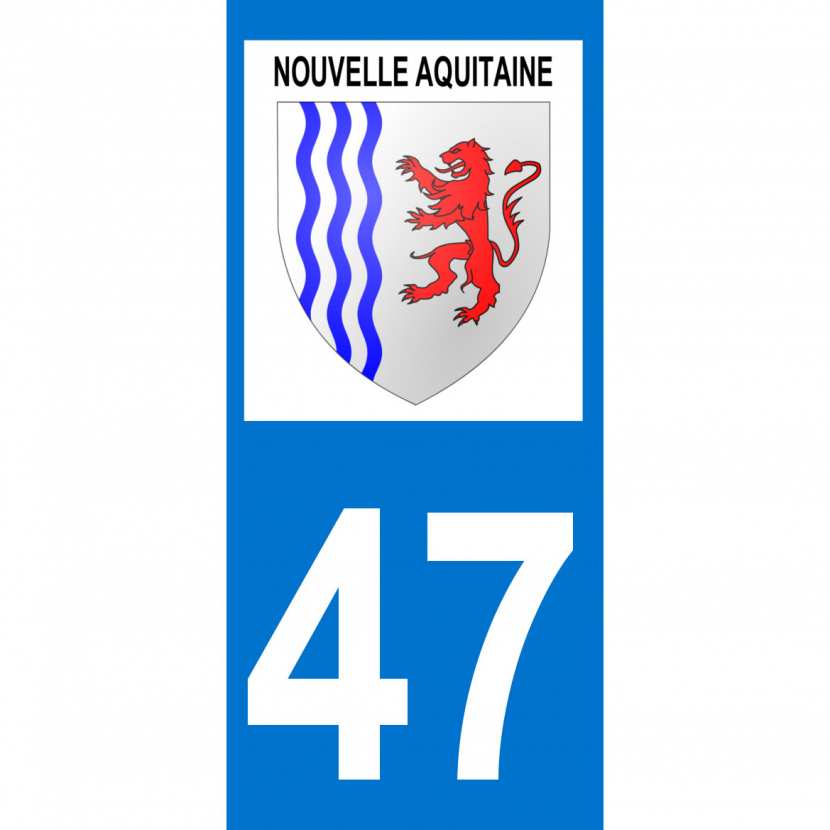 Adesivi Targa Dipartimentali Nouvelle-Aquitaine, 2 Pezzi, Vinile Lucido, Dimensioni Ufficiali 9,7 X 4,6 Cm, Fabbricati In Francia