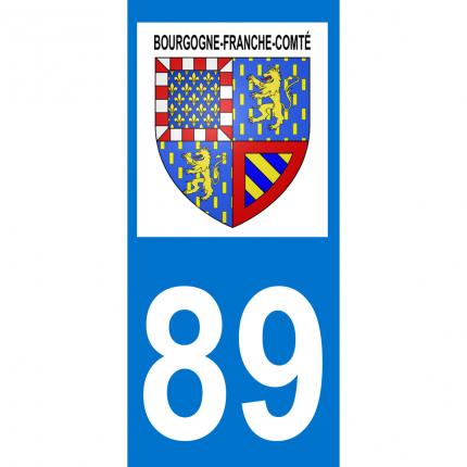 Plaques d immatriculation avec autocollant blason Bourgogne-Franche-Comté et numéro 89 (Yonne)